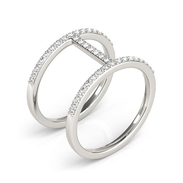 14k White Gold Dual Band Bridge Style Diamond Ring (3/8 cttw)-Teresa&#39;s Fashionista LLC