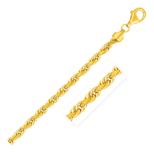 7.0mm 14k Yellow Gold Solid Diamond Cut Rope Chain - Teresa's Fashionista LLC