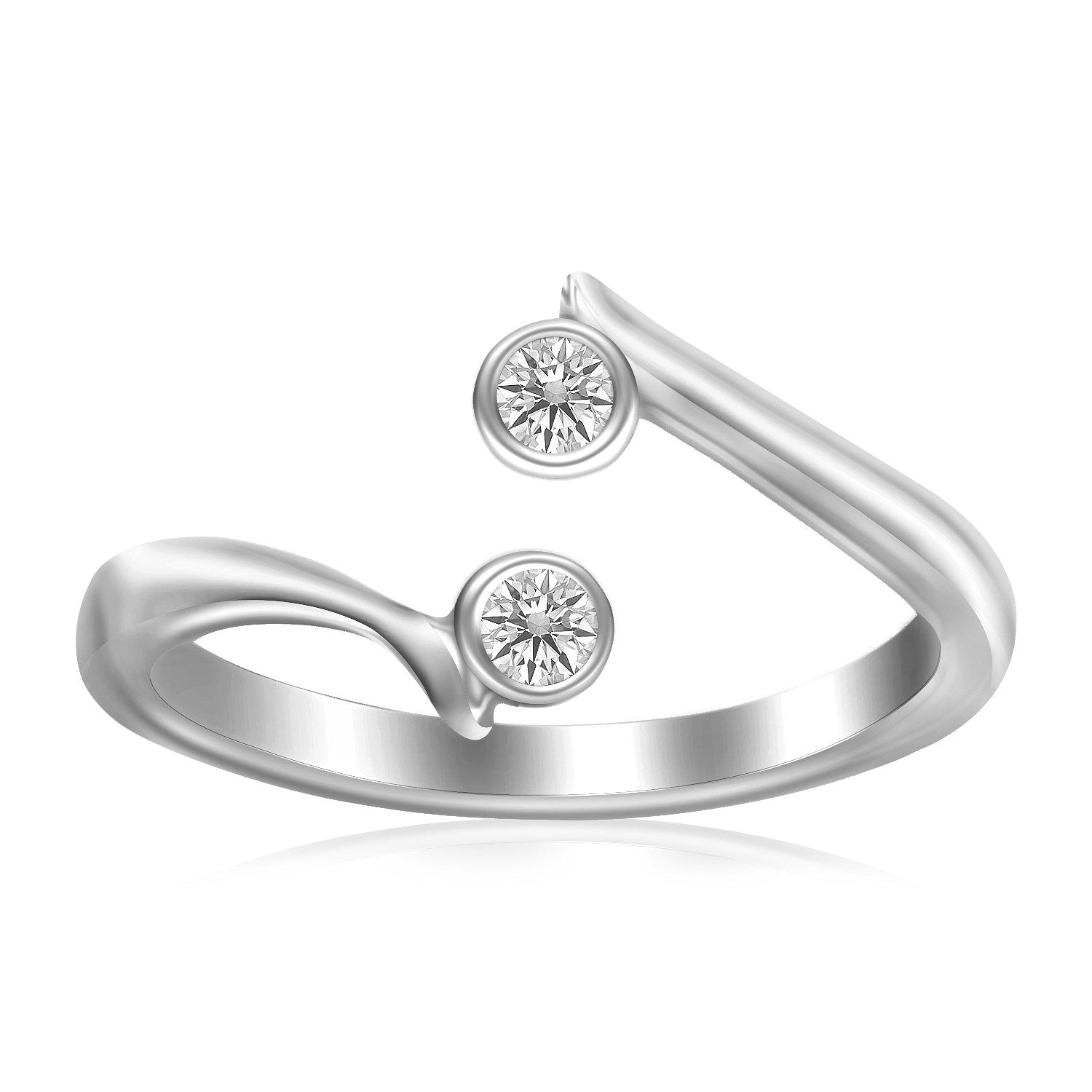 Sterling Silver Rhodium Finished Open Style Cubic Zirconia Accented Toe Ring-Teresa&#39;s Fashionista LLC