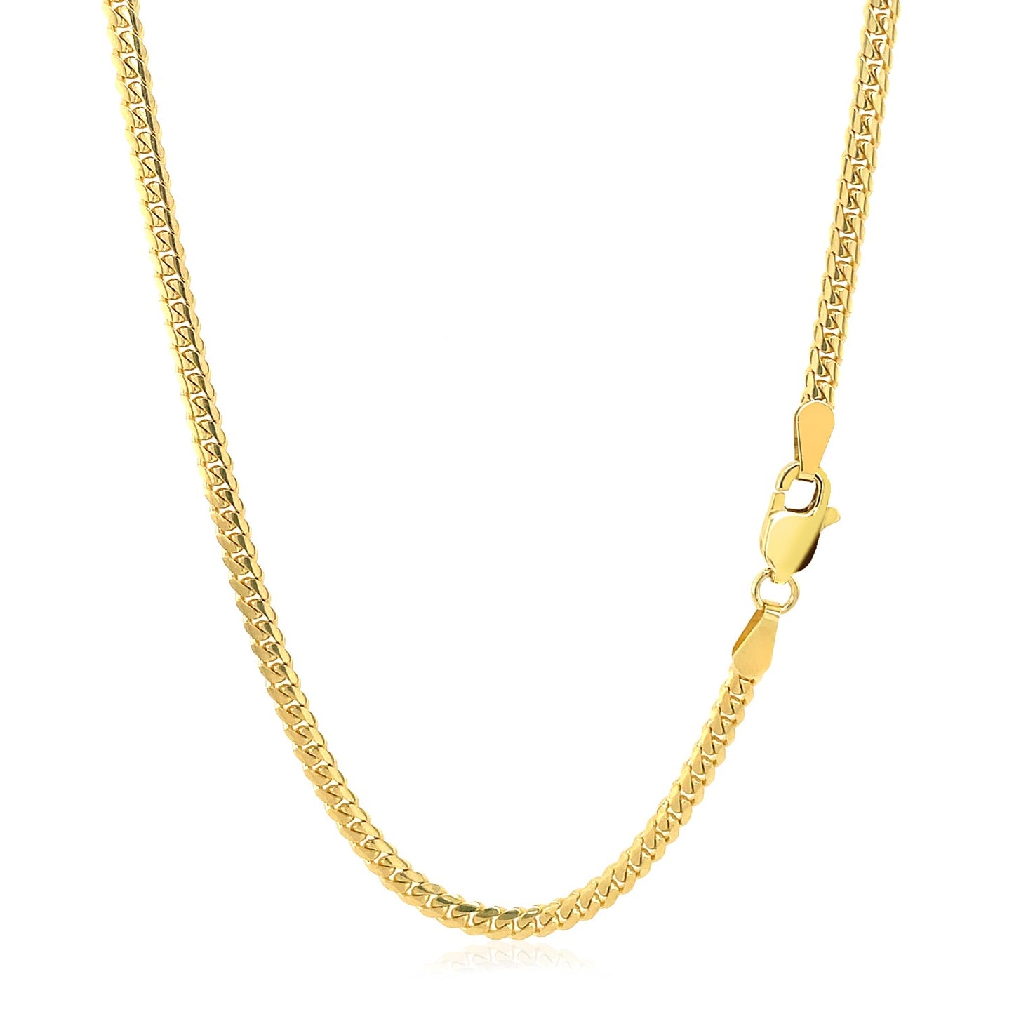 2.6mm 14k Yellow Gold Classic Solid Miami Cuban Chain-Teresa&#39;s Fashionista LLC