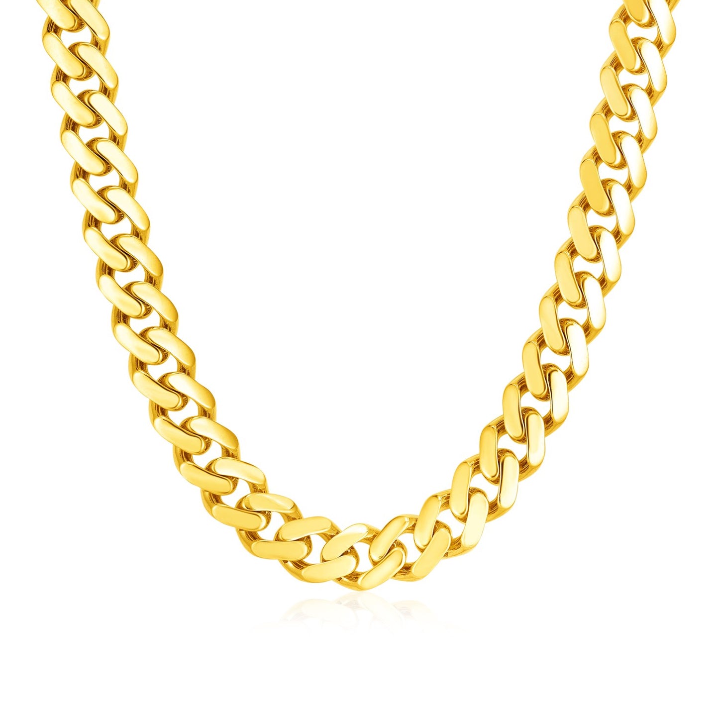 14k Yellow Gold Polished Miami Cuban Chain Necklace-Teresa&#39;s Fashionista LLC