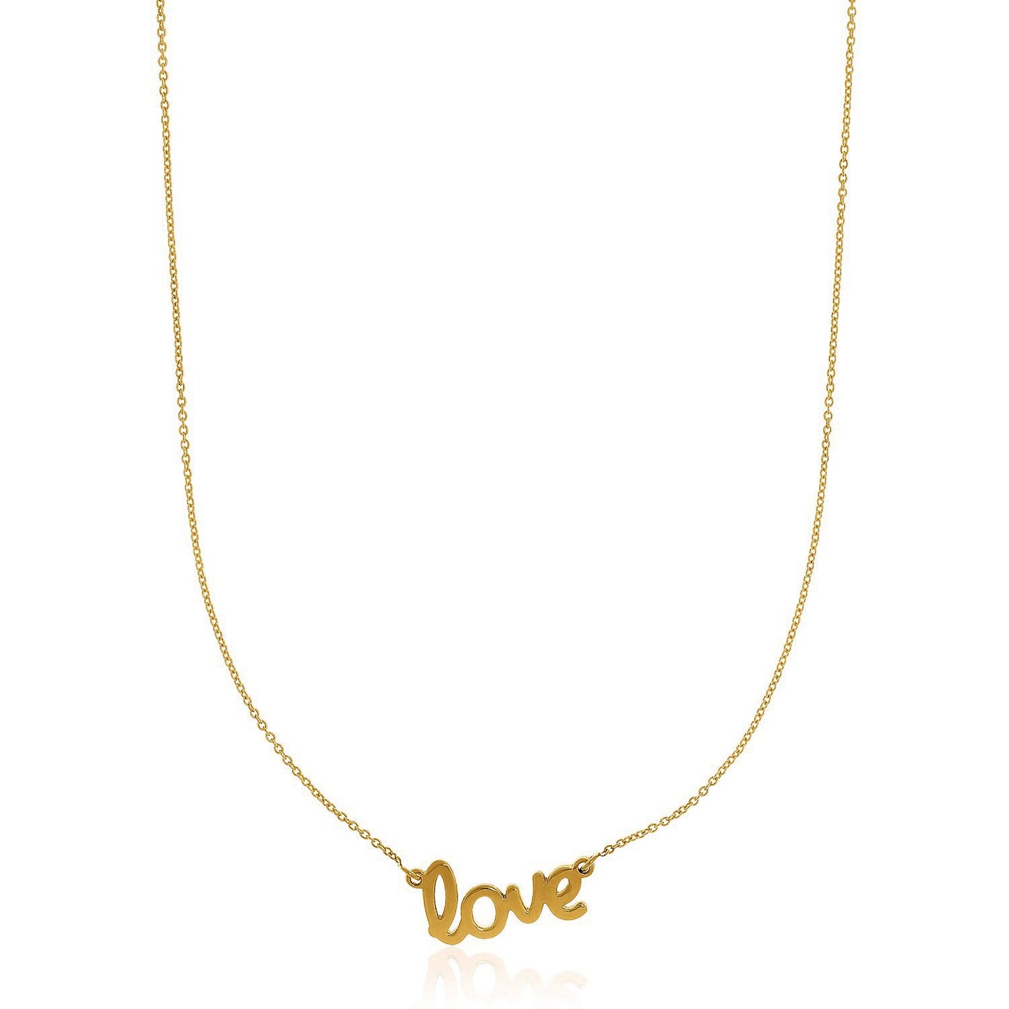 14k Yellow Gold Script LOVE Necklace-Teresa&#39;s Fashionista LLC