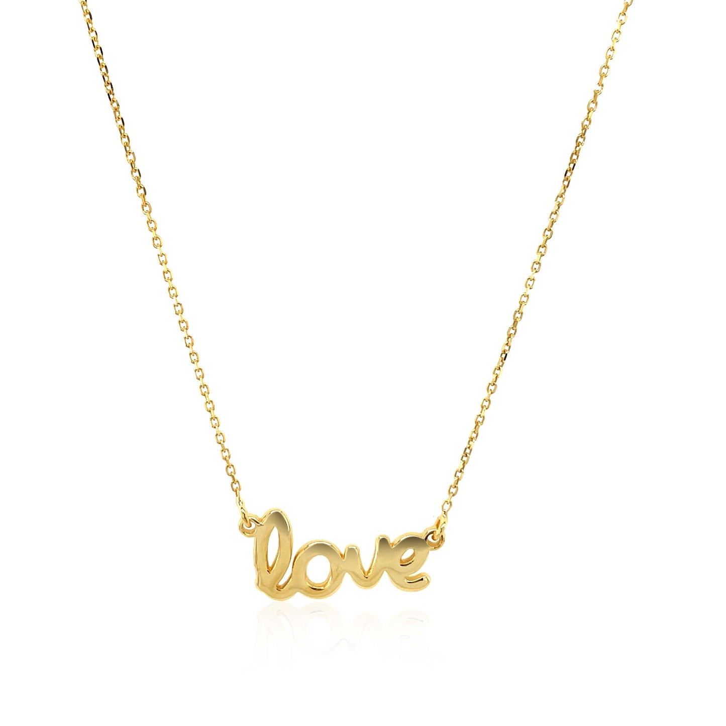 14k Yellow Gold Script LOVE Necklace-Teresa&#39;s Fashionista LLC