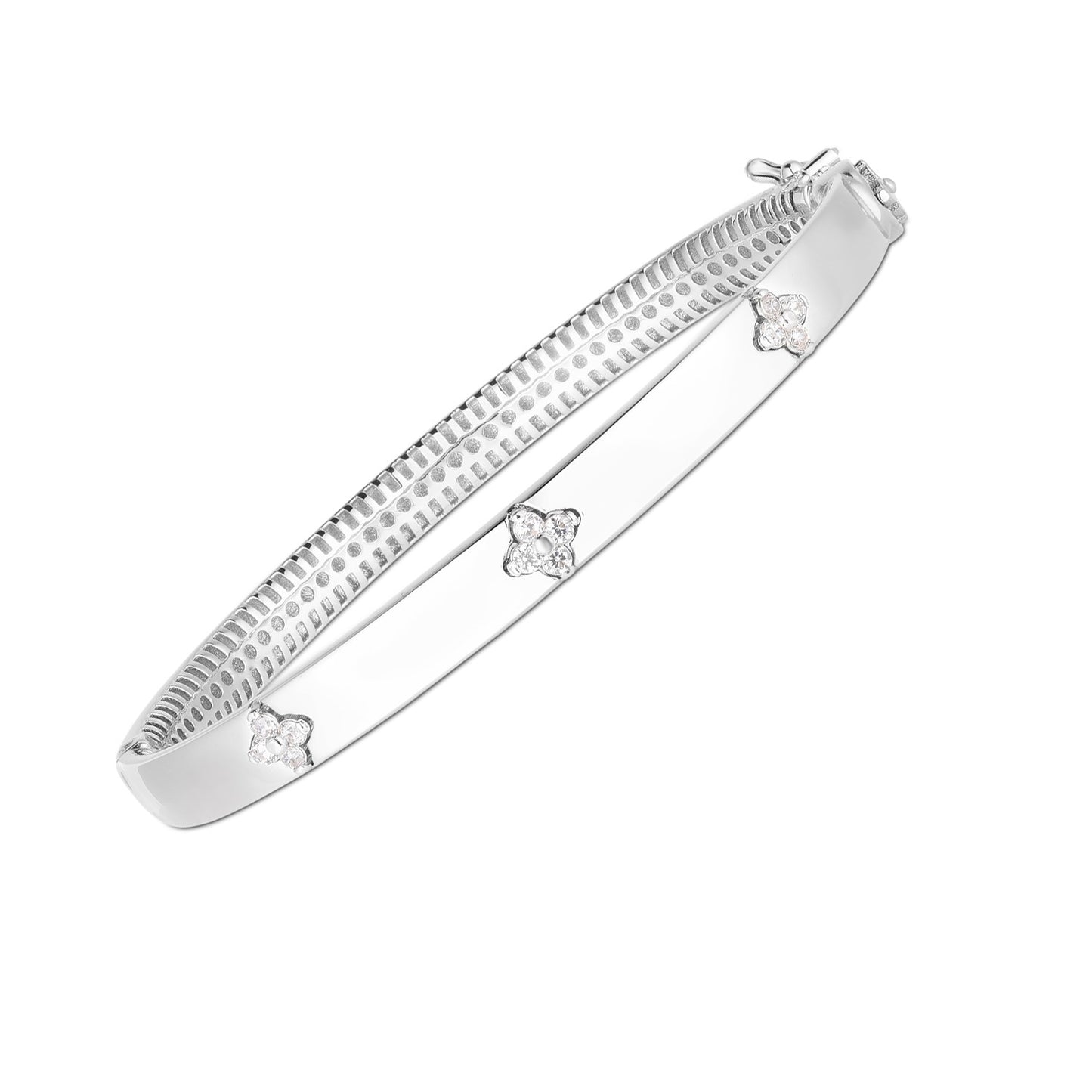 14k White Gold Trilogy Diamond Bangle-Teresa&#39;s Fashionista LLC