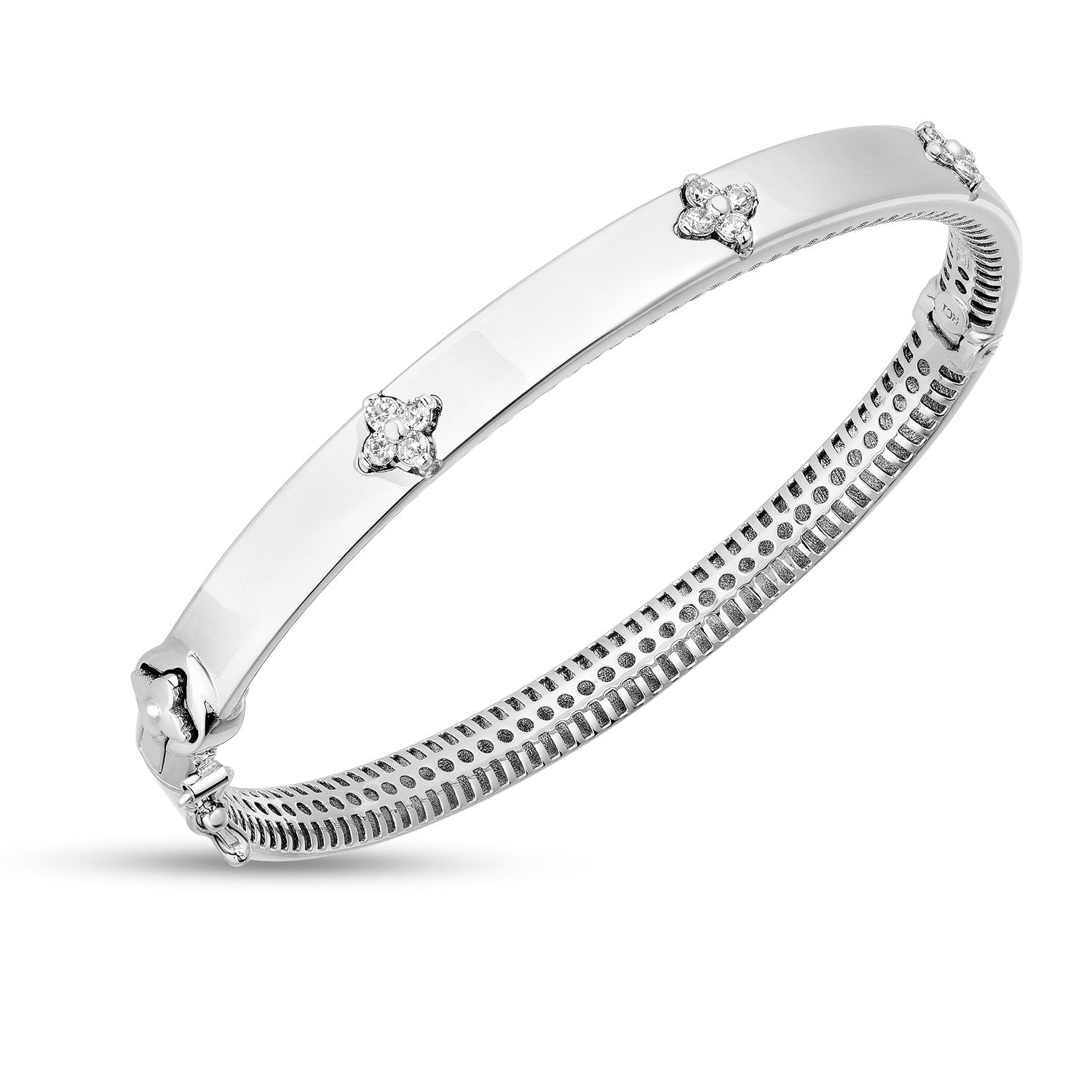 14k White Gold Trilogy Diamond Bangle-Teresa&#39;s Fashionista LLC