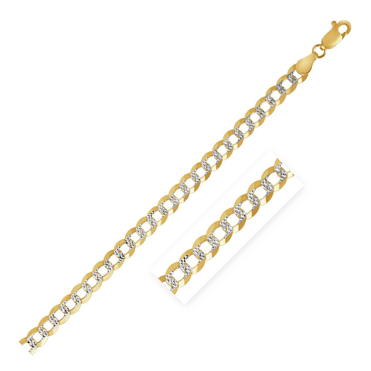 3.2 mm 14k Two Tone Gold Pave Curb Chain-Teresa&#39;s Fashionista LLC