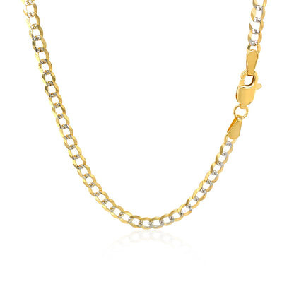 3.2 mm 14k Two Tone Gold Pave Curb Chain-Teresa&#39;s Fashionista LLC