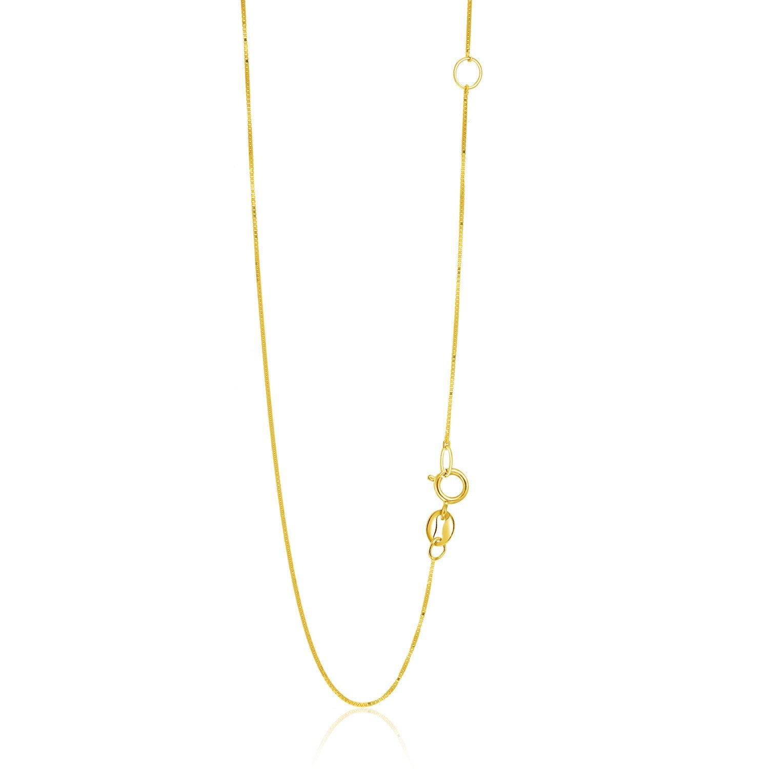 14k Yellow Gold Adjustable Box Chain 0.6mm-Teresa&#39;s Fashionista LLC