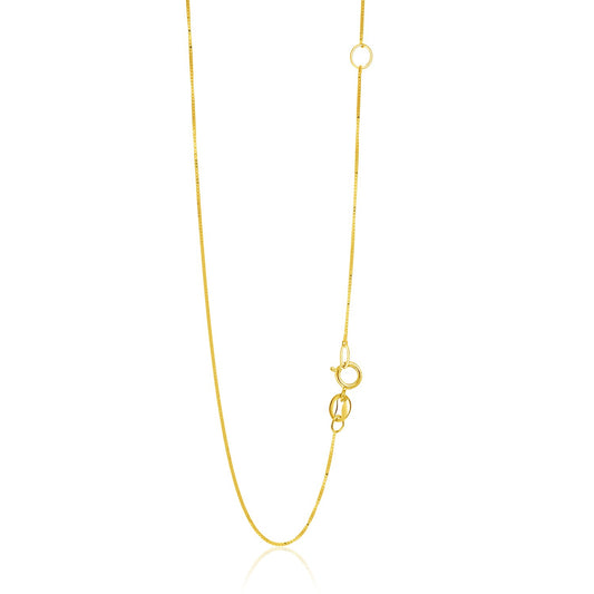 14k Yellow Gold Adjustable Box Chain 0.6mm-Teresa&#39;s Fashionista LLC