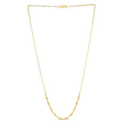 14k Yellow Gold Bead Paperclip Necklace-Teresa&#39;s Fashionista LLC