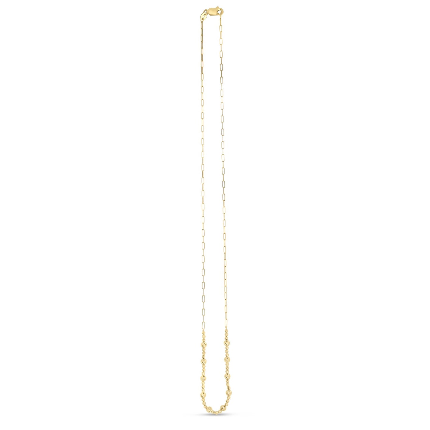 14k Yellow Gold Bead Paperclip Necklace-Teresa&#39;s Fashionista LLC