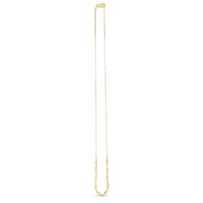 14k Yellow Gold Bead Paperclip Necklace-Teresa&#39;s Fashionista LLC