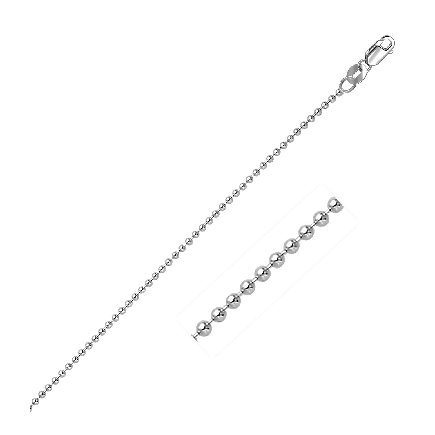 14k White Gold Bead Chain 1.5mm-Teresa&#39;s Fashionista LLC