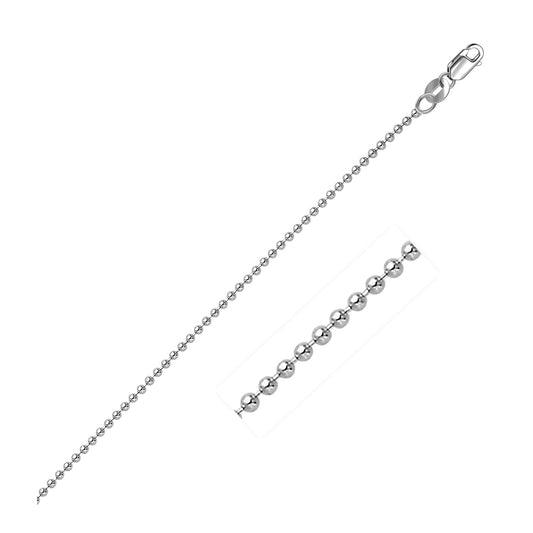 14k White Gold Bead Chain 1.5mm-Teresa&#39;s Fashionista LLC