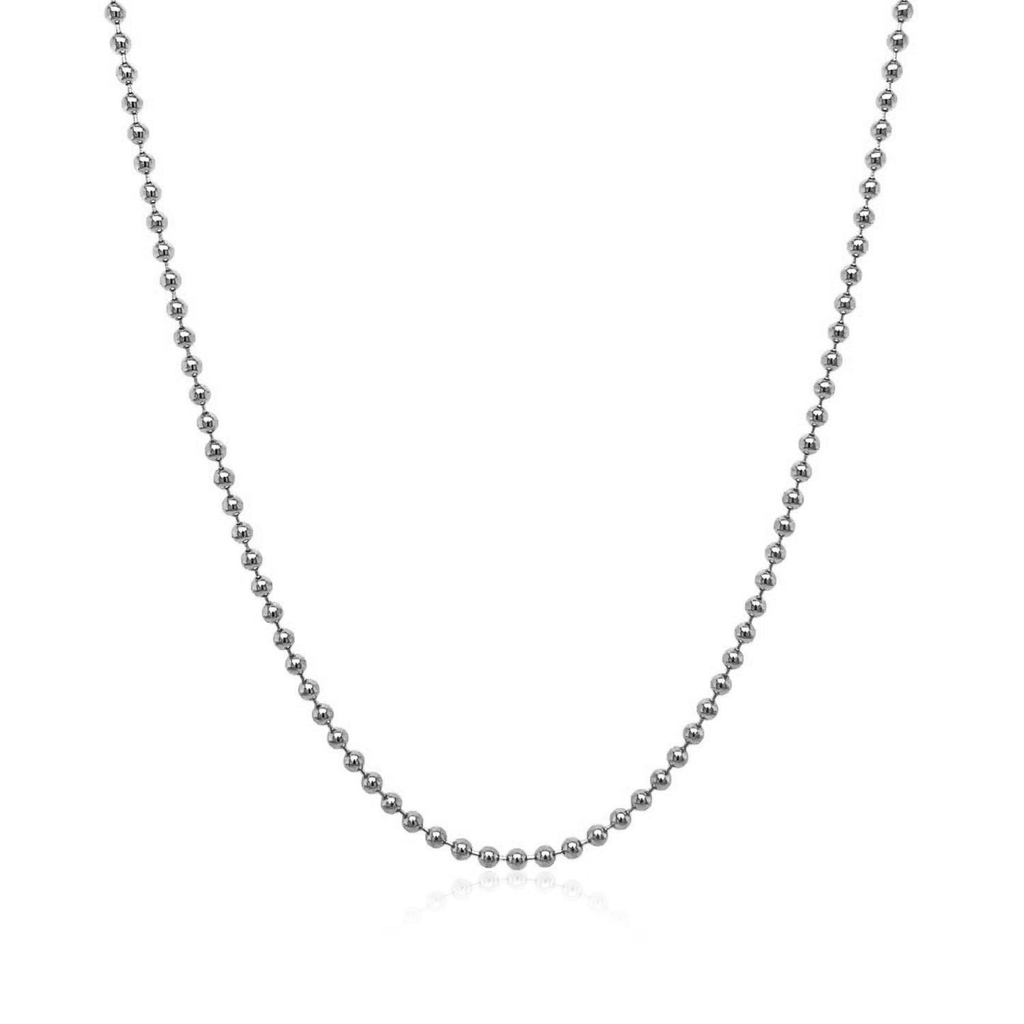 14k White Gold Bead Chain 1.5mm-Teresa&#39;s Fashionista LLC