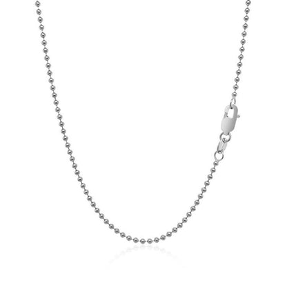 14k White Gold Bead Chain 1.5mm-Teresa&#39;s Fashionista LLC