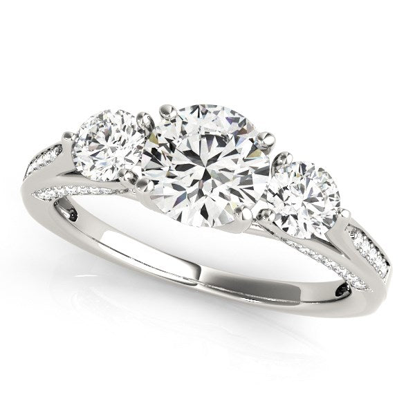 14k White Gold 3 Stone Style Round Diamond Engagement Ring (1 3/4 cttw)-Teresa&#39;s Fashionista LLC