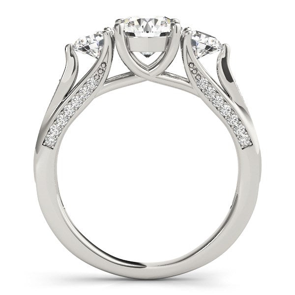 14k White Gold 3 Stone Style Round Diamond Engagement Ring (1 3/4 cttw)-Teresa&#39;s Fashionista LLC