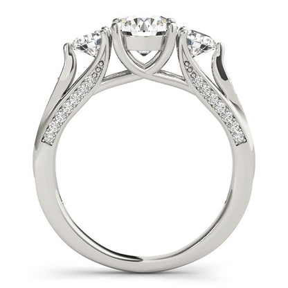 14k White Gold 3 Stone Style Round Diamond Engagement Ring (1 3/4 cttw)-Teresa&#39;s Fashionista LLC