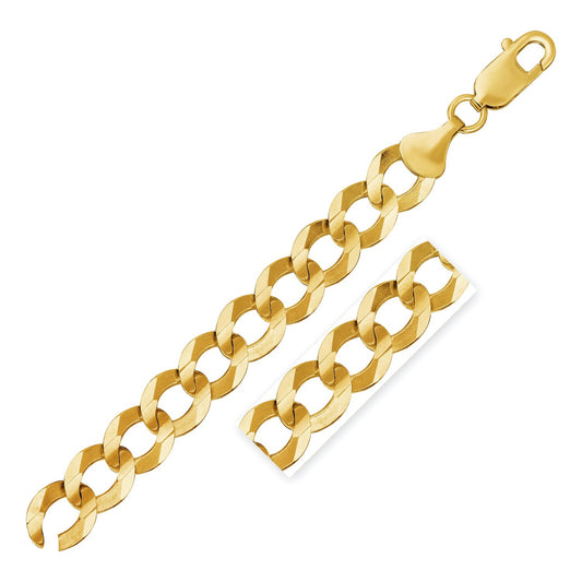 Solid Curb Chain in 14k Yellow Gold (12.18mm)-Teresa&#39;s Fashionista LLC