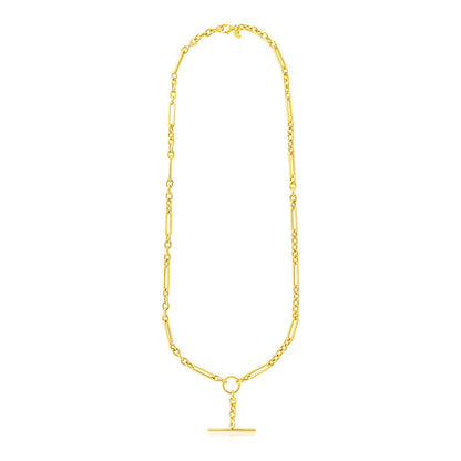 14k Yellow Gold Alternating Oval and Round Chain Necklace with Toggle-Teresa&#39;s Fashionista LLC