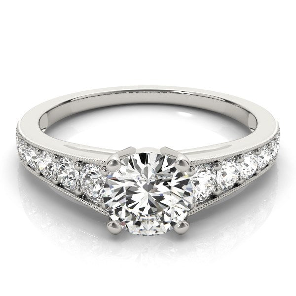 14k White Gold Antique Tapered Shank Diamond Engagement Ring (1 3/8 cttw)-Teresa&#39;s Fashionista LLC