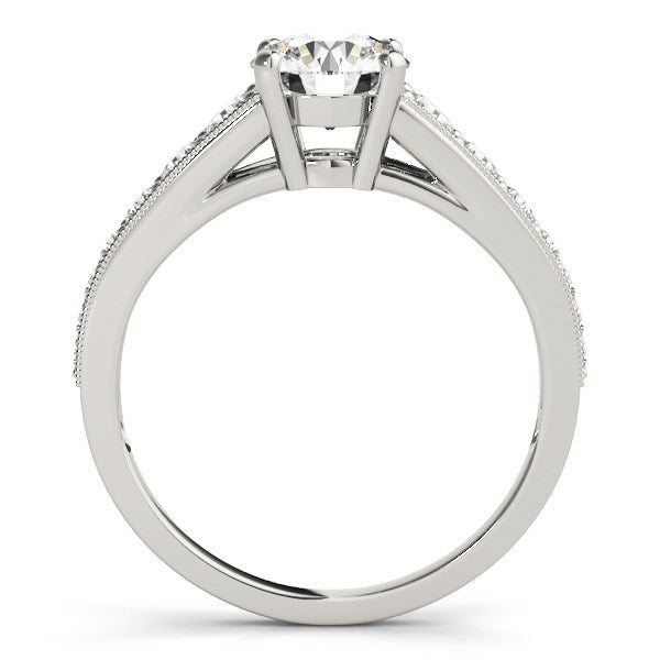 14k White Gold Antique Tapered Shank Diamond Engagement Ring (1 3/8 cttw)-Teresa&#39;s Fashionista LLC