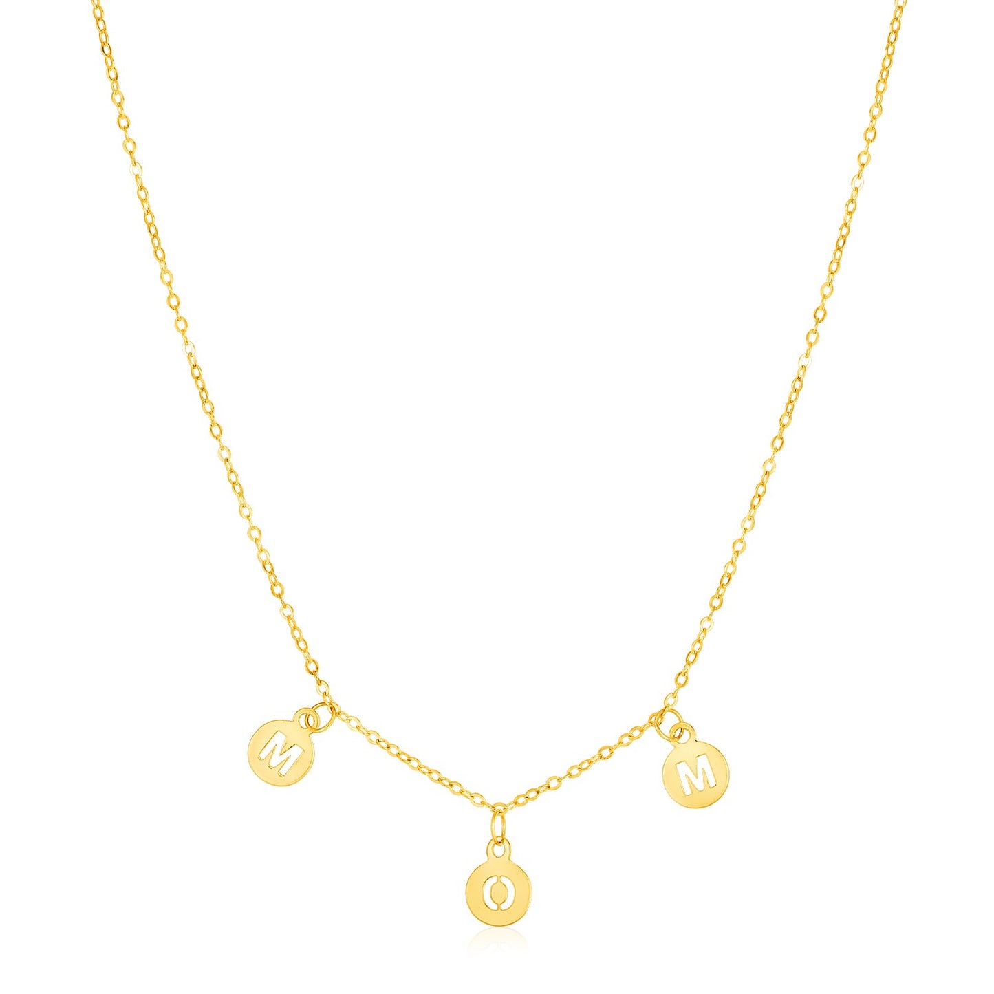 14k Yellow Gold Mom Necklace with Circle Drops-Teresa&#39;s Fashionista LLC