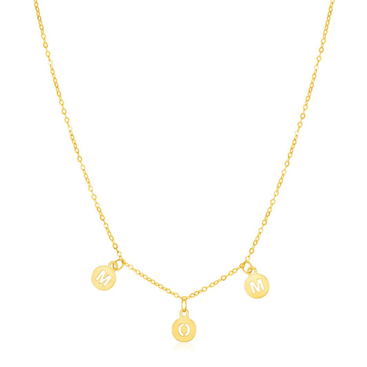 14k Yellow Gold Mom Necklace with Circle Drops-Teresa&#39;s Fashionista LLC