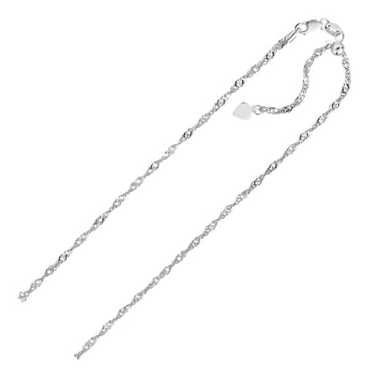 Sterling Silver 1.5mm Adjustable Singapore Chain-Teresa&#39;s Fashionista LLC