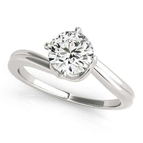 14k White Gold Bypass Style Solitaire Round Diamond Engagement Ring (1 cttw)-Teresa&#39;s Fashionista LLC