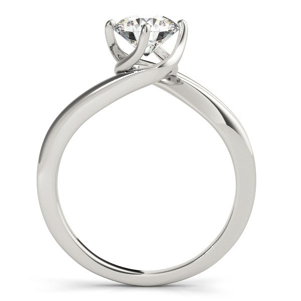 14k White Gold Bypass Style Solitaire Round Diamond Engagement Ring (1 cttw)-Teresa&#39;s Fashionista LLC