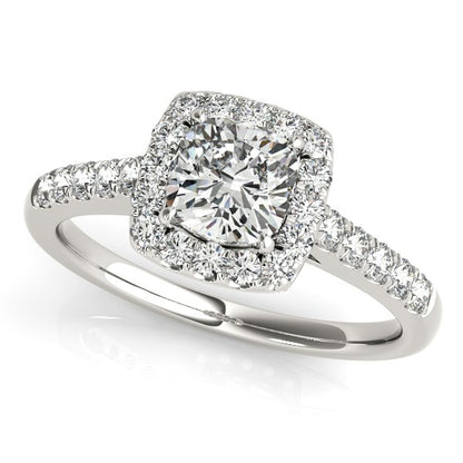 14k White Gold Square Outer Shape Round Diamond Engagement Ring (3/4 cttw)-Teresa&#39;s Fashionista LLC