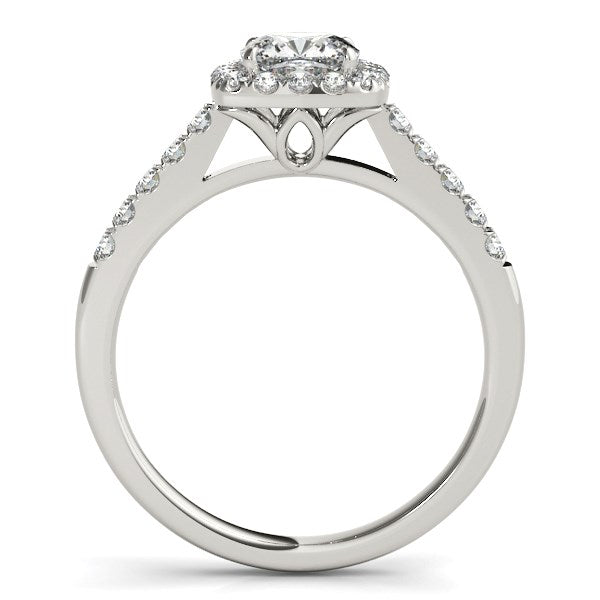 14k White Gold Square Outer Shape Round Diamond Engagement Ring (3/4 cttw)-Teresa&#39;s Fashionista LLC