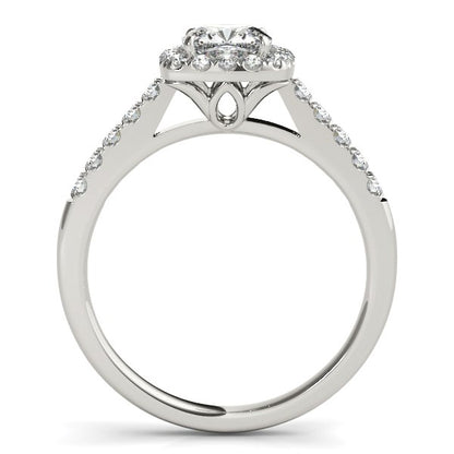 14k White Gold Square Outer Shape Round Diamond Engagement Ring (3/4 cttw)-Teresa&#39;s Fashionista LLC