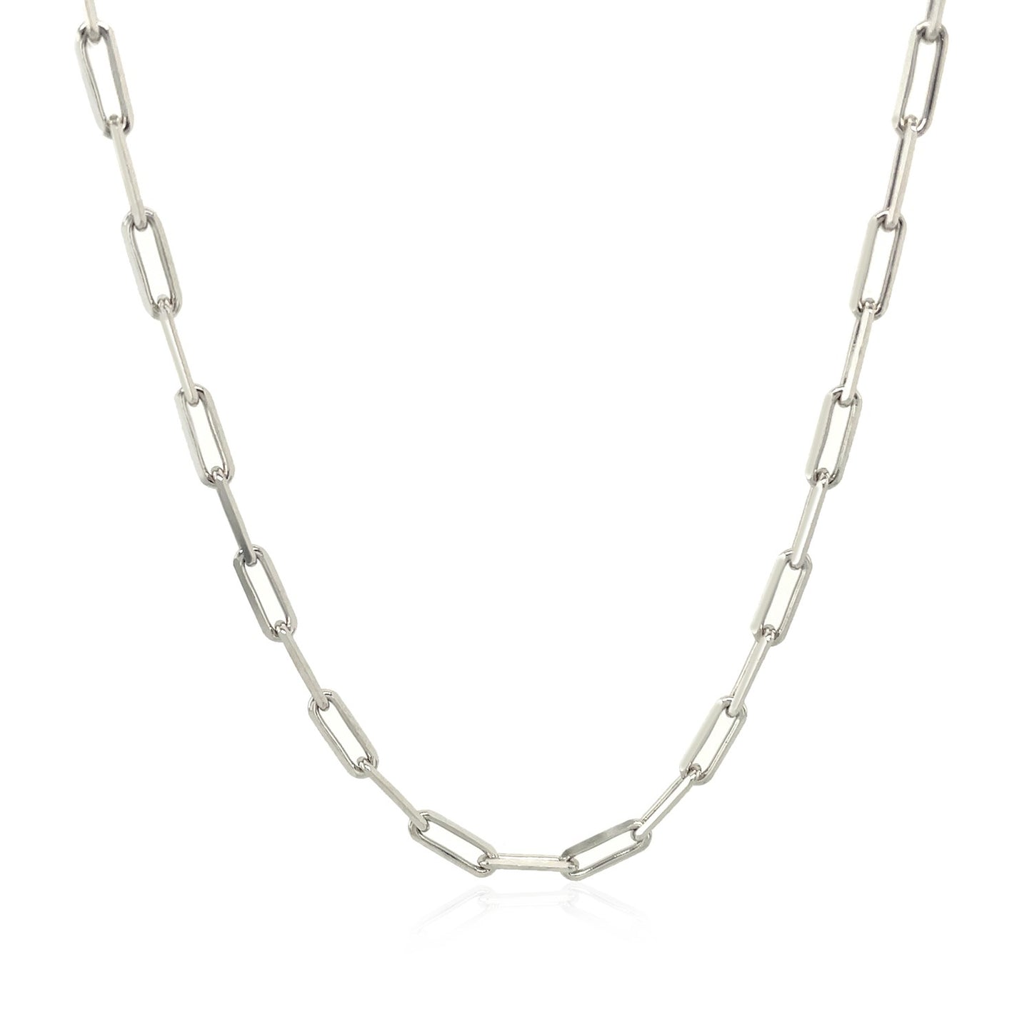 Sterling Silver Rhodium Plated Paperclip Chain (2.5 mm)-Teresa&#39;s Fashionista LLC