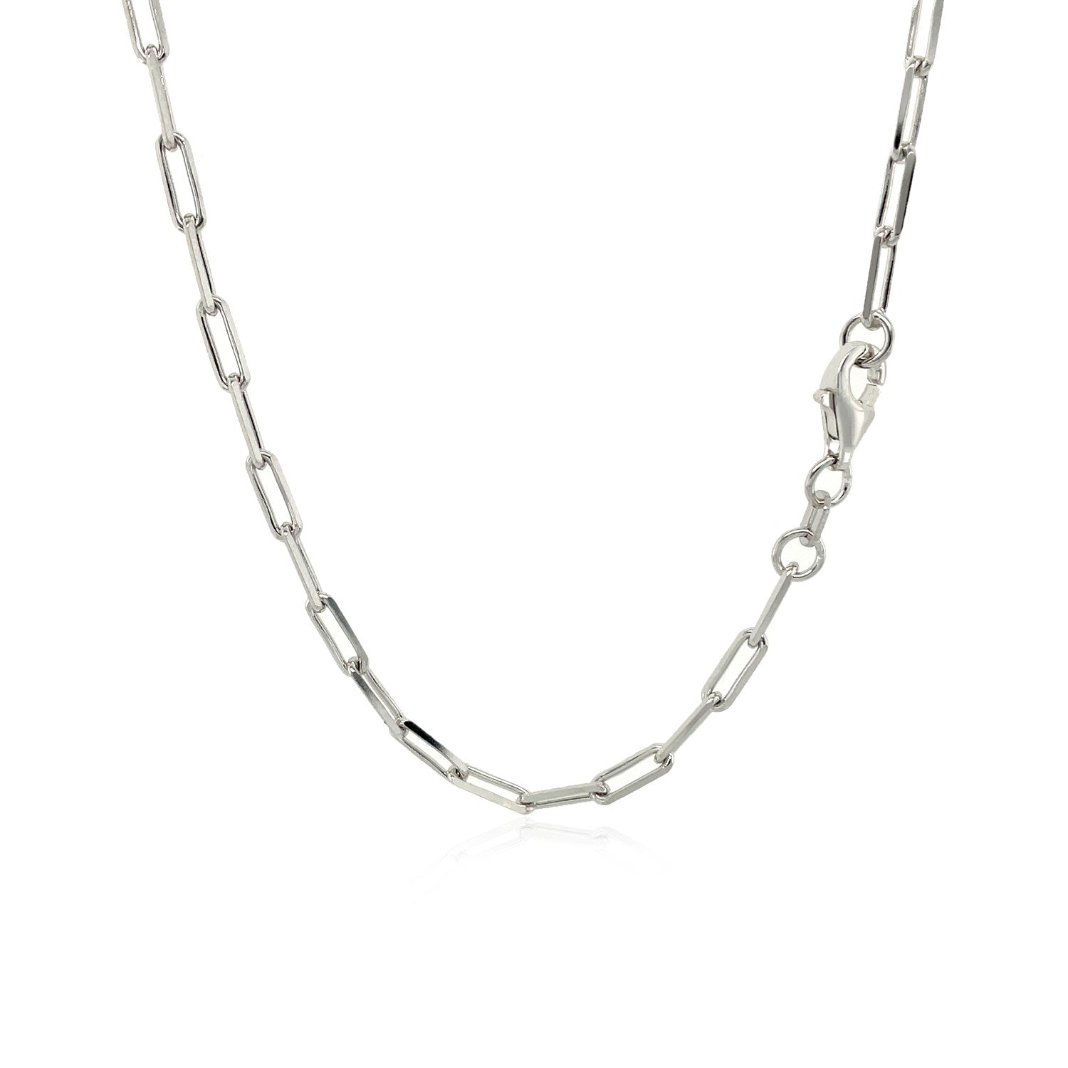 Sterling Silver Rhodium Plated Paperclip Chain (2.5 mm)-Teresa&#39;s Fashionista LLC