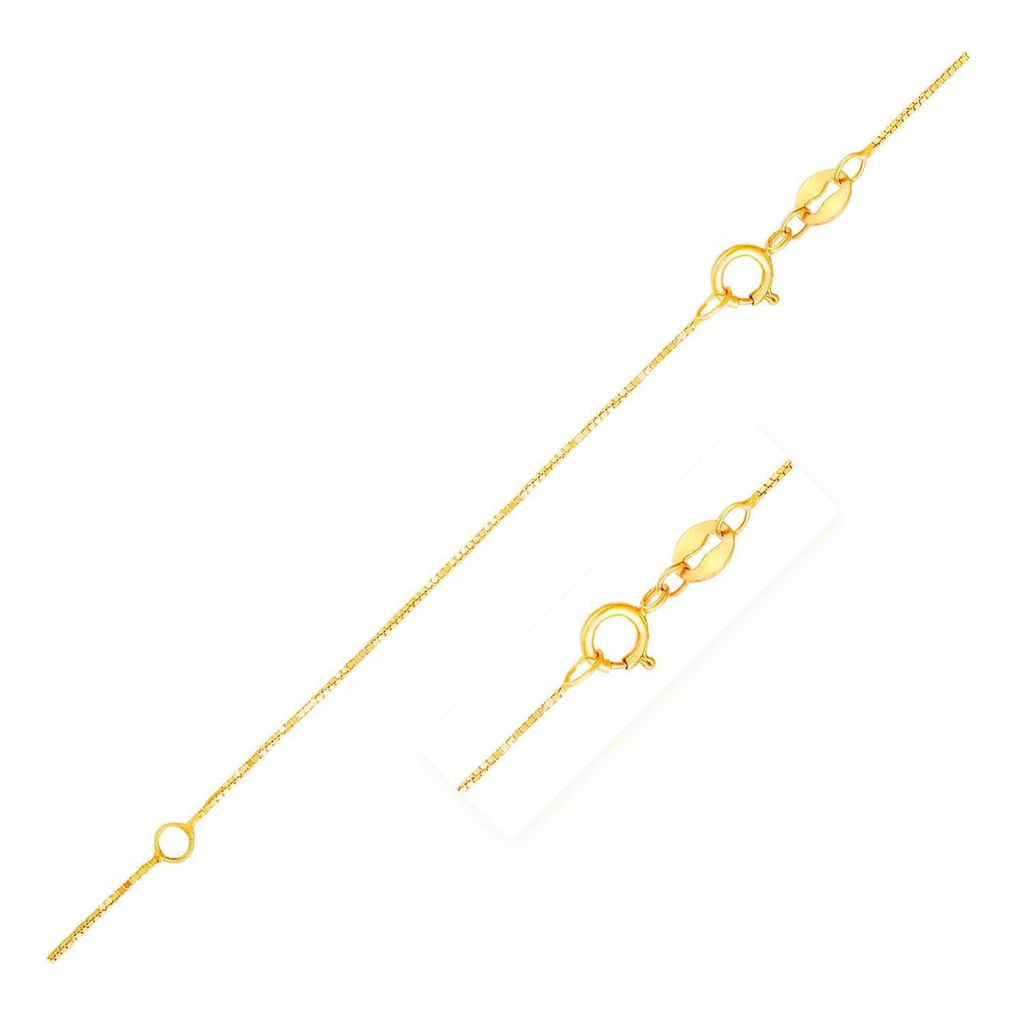 Double Extendable Box Chain in 14k Yellow Gold (0.6mm)-Teresa&#39;s Fashionista LLC