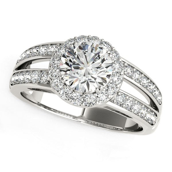 14k White Gold Round Split Shank Style Diamond Engagement Ring (1 1/2 cttw)-Teresa&#39;s Fashionista LLC