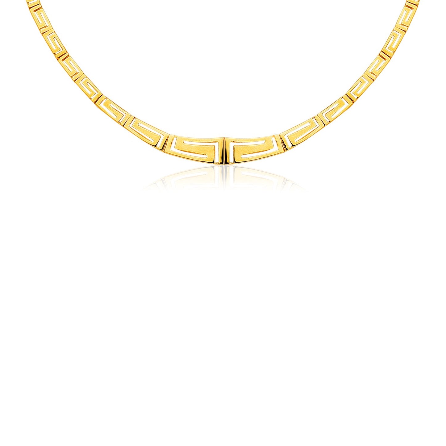 14K Yellow Gold Necklace with Graduated Greek Meander Motif Links-Teresa&#39;s Fashionista LLC