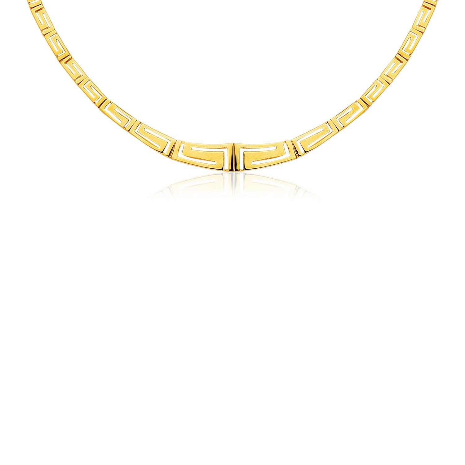 14K Yellow Gold Necklace with Graduated Greek Meander Motif Links-Teresa&#39;s Fashionista LLC