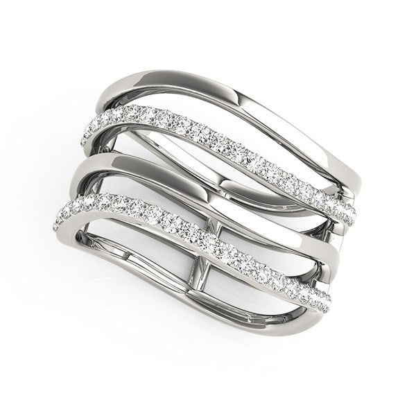 14k White Gold Multiple Band Design Ring with Diamonds (3/8 cttw)-Teresa&#39;s Fashionista LLC