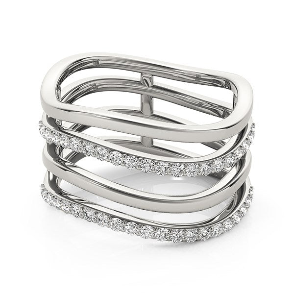 14k White Gold Multiple Band Design Ring with Diamonds (3/8 cttw)-Teresa&#39;s Fashionista LLC