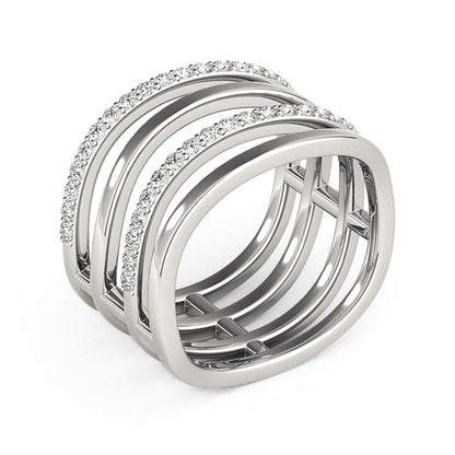 14k White Gold Multiple Band Design Ring with Diamonds (3/8 cttw)-Teresa&#39;s Fashionista LLC