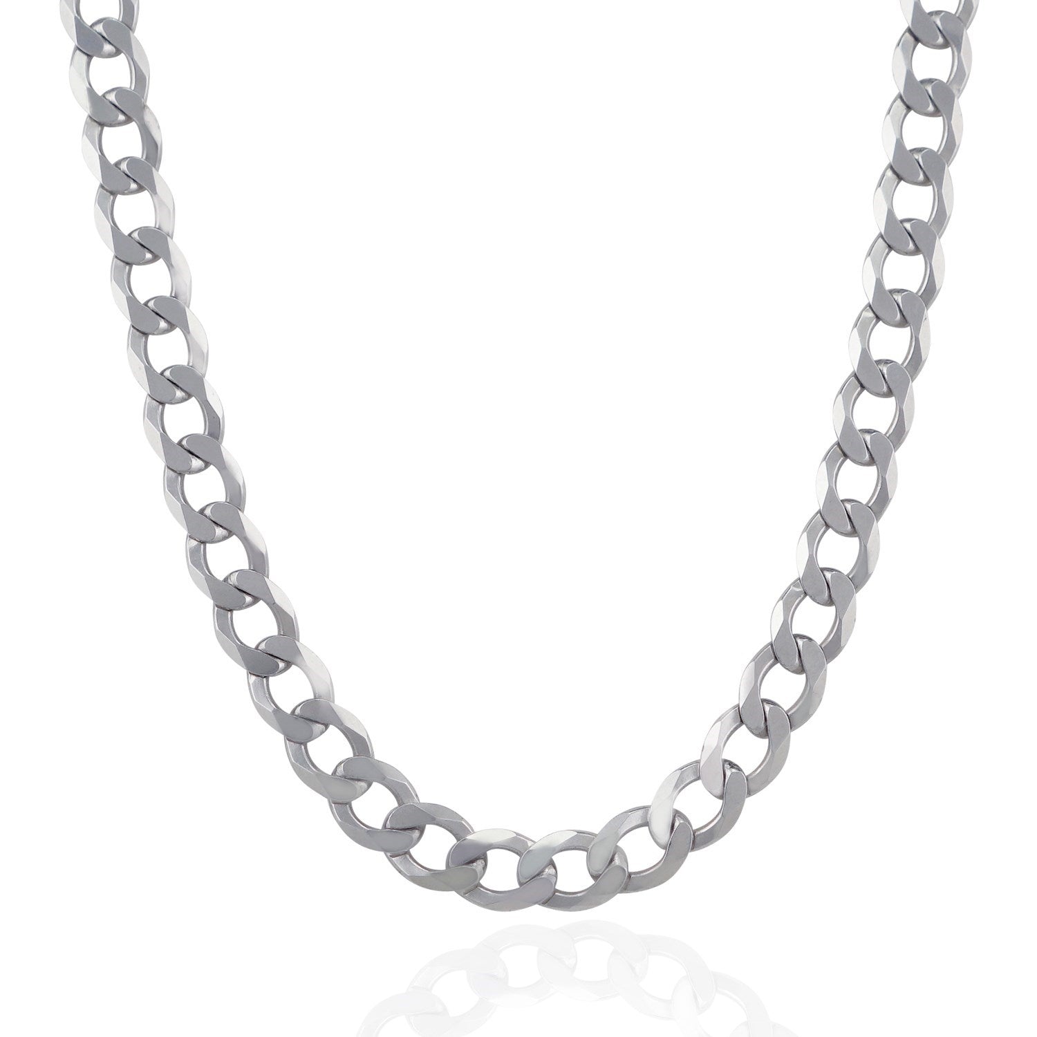 Rhodium Plated 13.6mm Sterling Silver Curb Style Chain-Teresa&#39;s Fashionista LLC