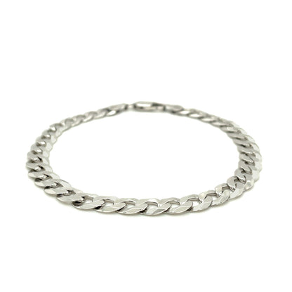 Rhodium Plated 7.2mm Sterling Silver Curb Style Bracelet-Teresa&#39;s Fashionista LLC