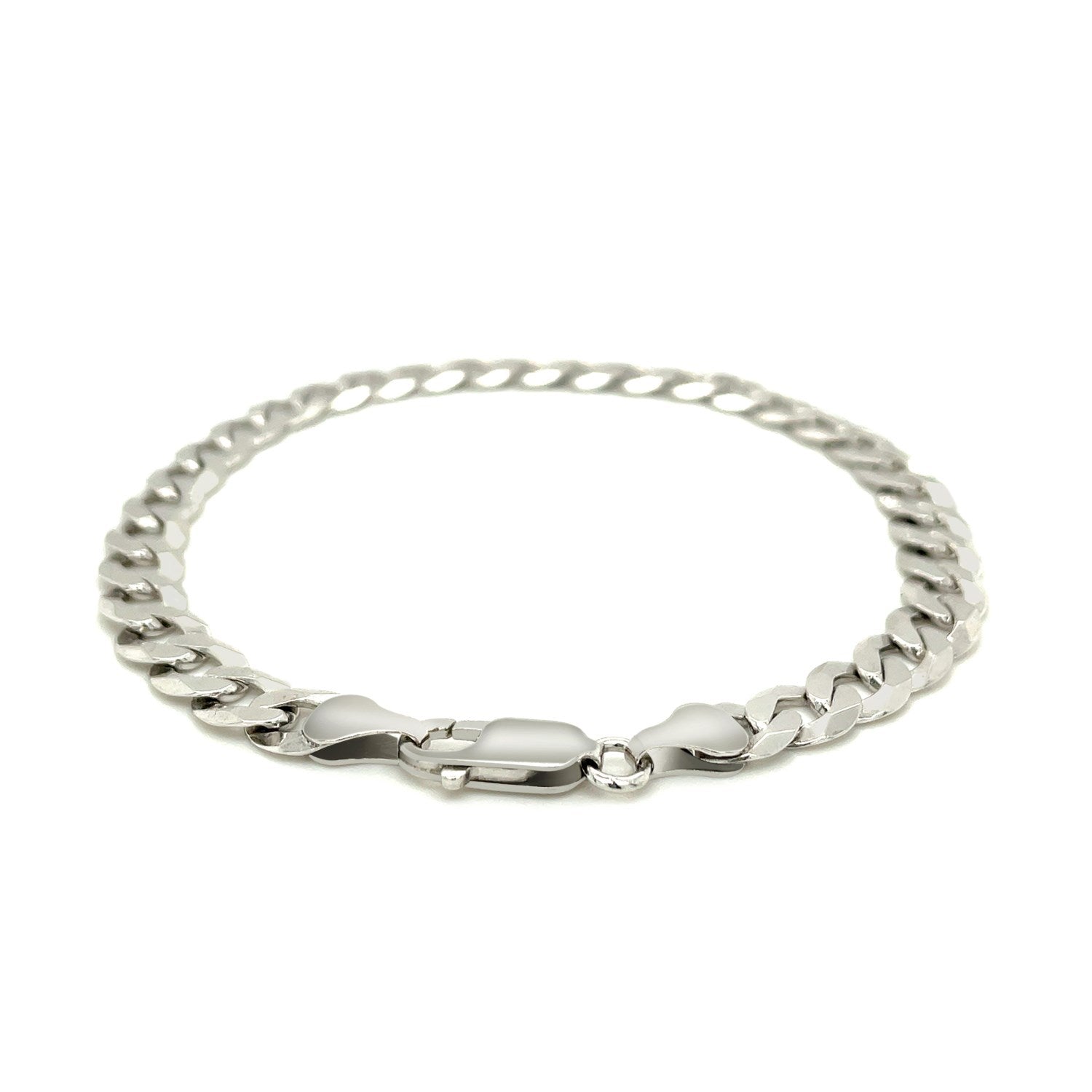 Rhodium Plated 7.2mm Sterling Silver Curb Style Bracelet-Teresa&#39;s Fashionista LLC