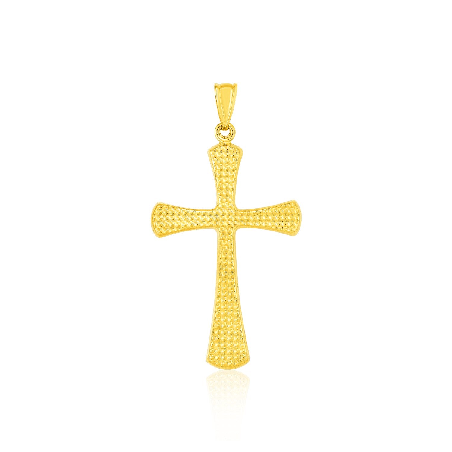 14k Yellow Gold Cross Pendant with Beaded Texture-Teresa&#39;s Fashionista LLC