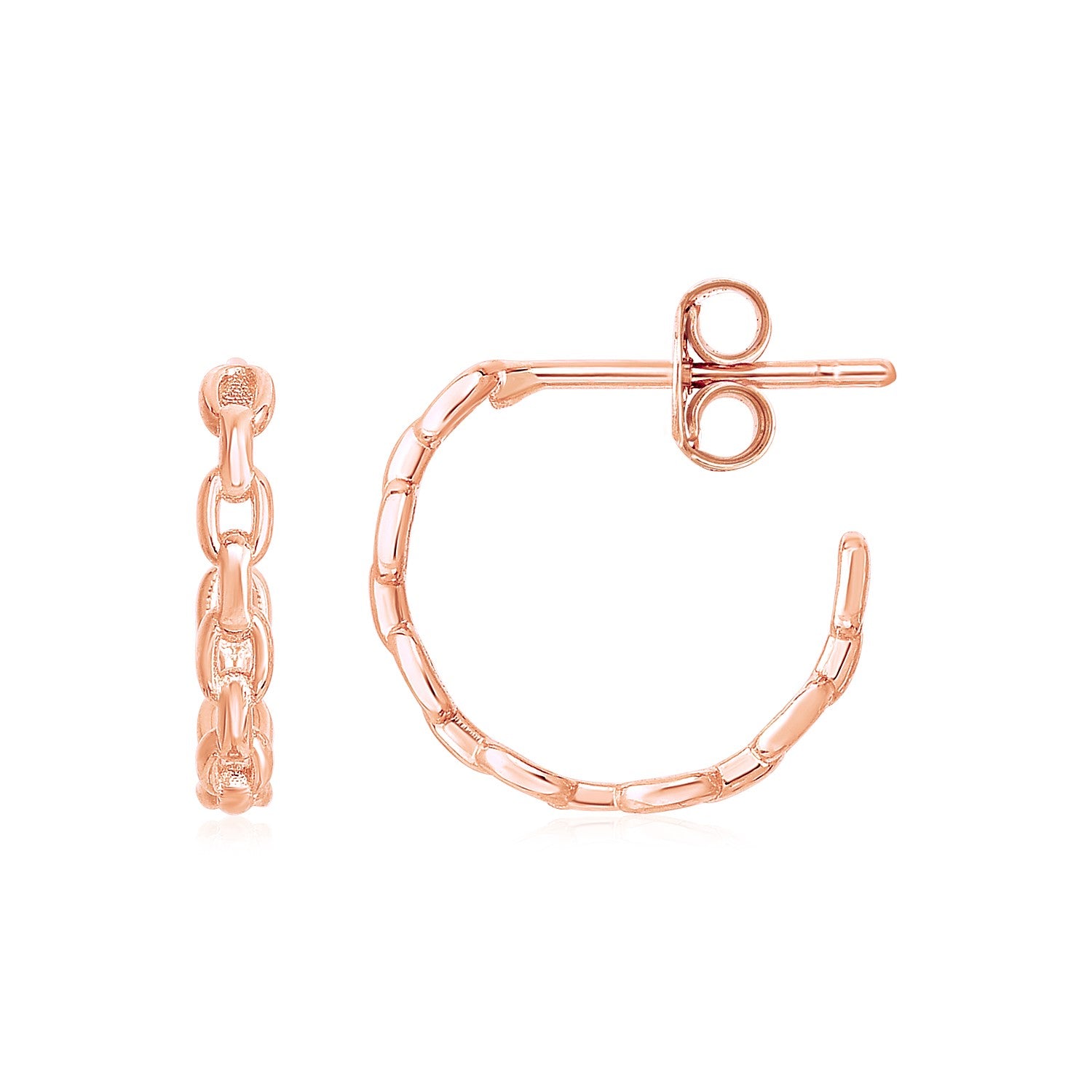 14k Rose Gold Delicate Chain Hoop Earrings-Teresa&#39;s Fashionista LLC