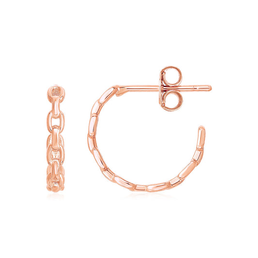 14k Rose Gold Delicate Chain Hoop Earrings-Teresa&#39;s Fashionista LLC